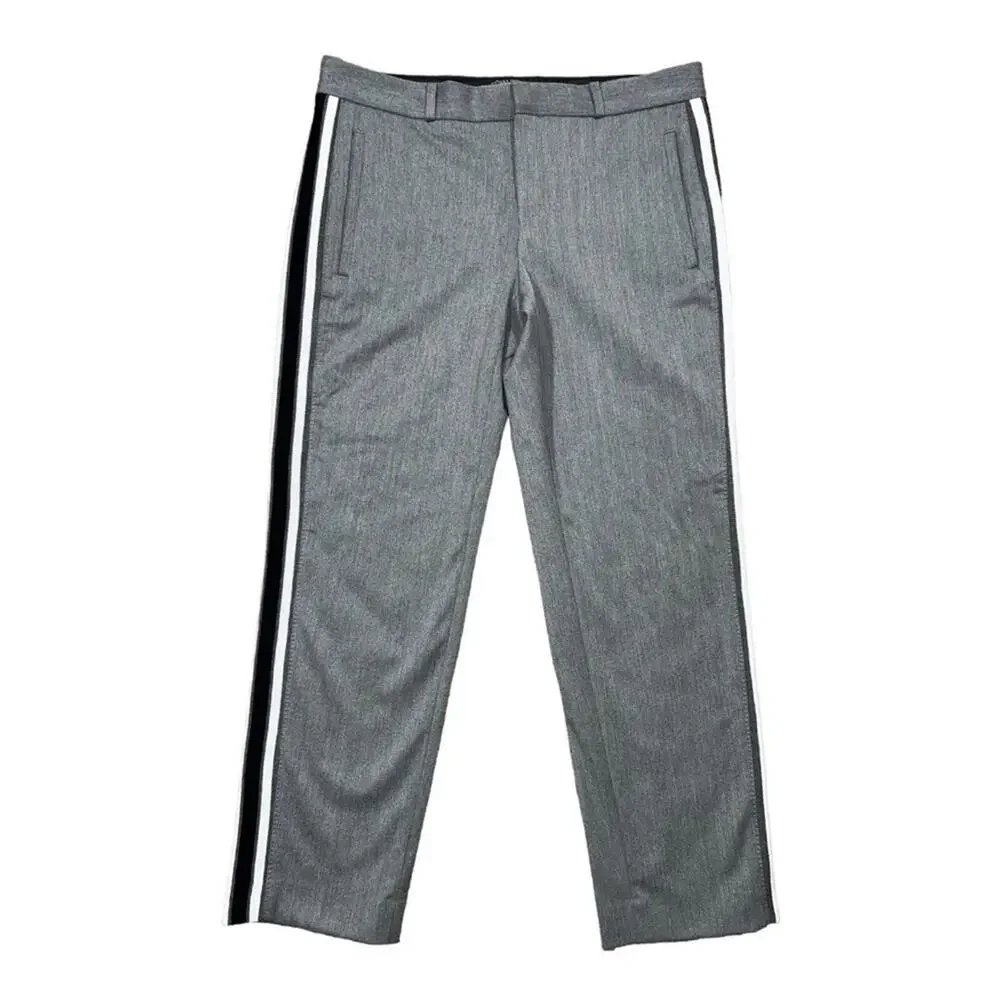 UEC BANANA REPUBLIC AVERY TAILORED ANKLE TAPERED TRACK STRIPE GREY PANTS SZ 12